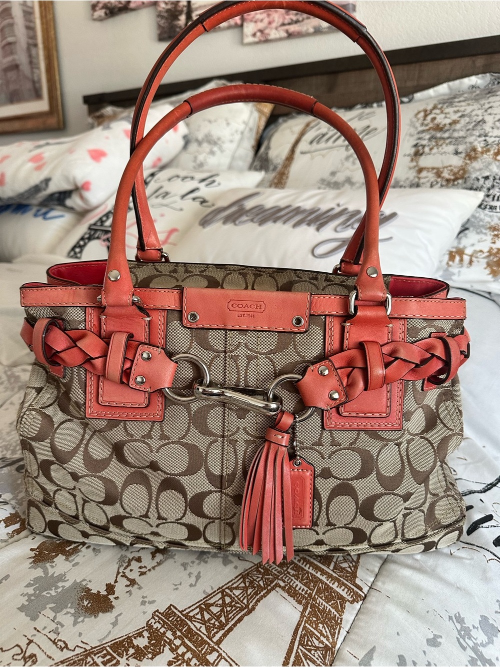 Y2K Coach Hamptons Signature Braided Carryall